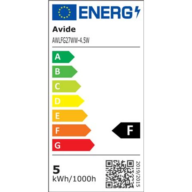 LED izzó, filament, E27, gömb, A60, 4,5W, 470lm, 2700K, AVIDE