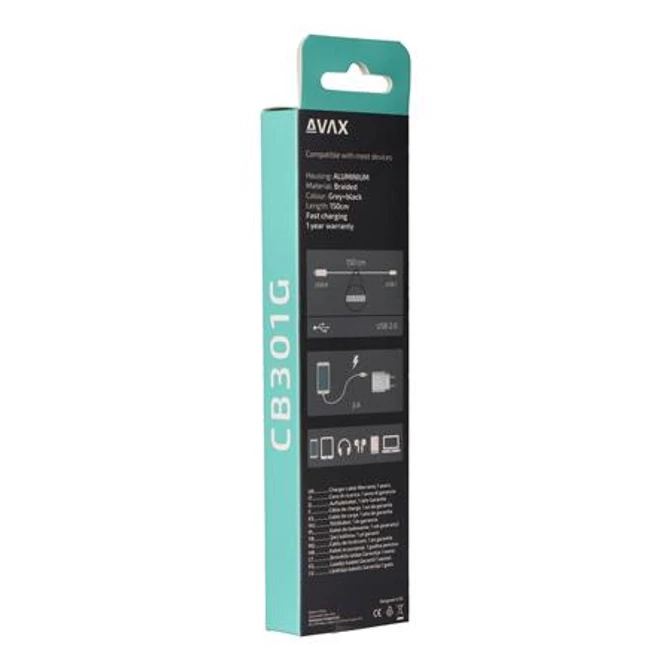 Töltőkábel, USB-A - USB-C, 1,5 m, AVAX 