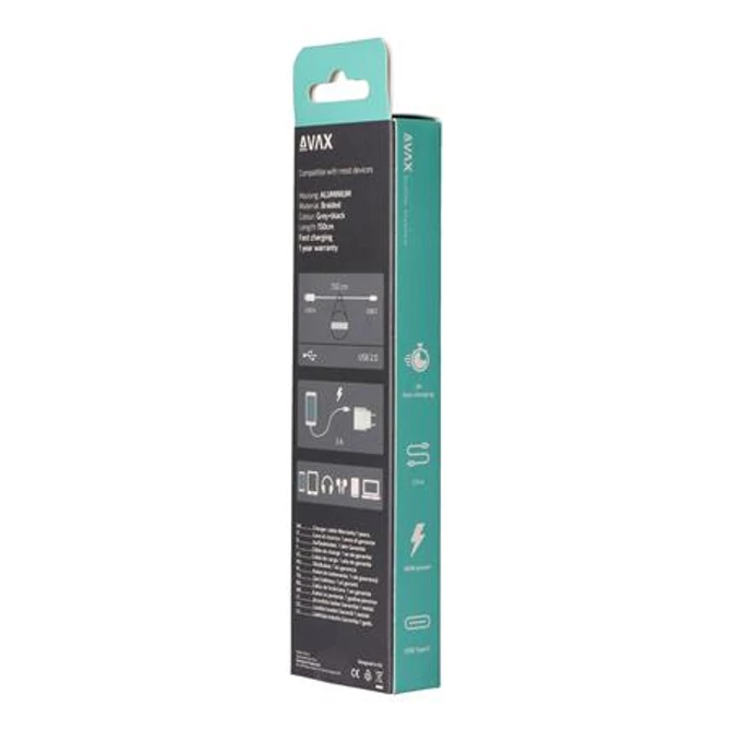 Töltőkábel, USB-A - USB-C, 1,5 m, AVAX 