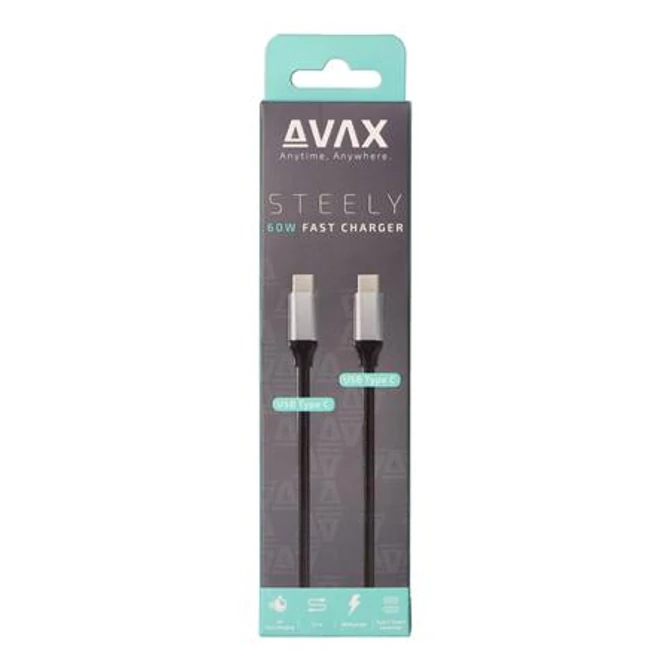 Töltőkábel, USB-C - USB-C, 60W, 1,5 m, AVAX 