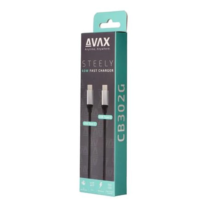 Töltőkábel, USB-C - USB-C, 60W, 1,5 m, AVAX 