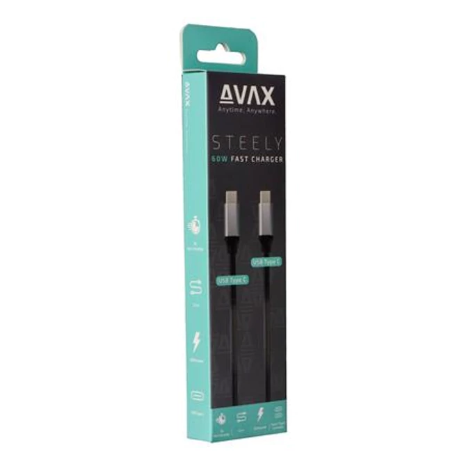 Töltőkábel, USB-C - USB-C, 60W, 1,5 m, AVAX 