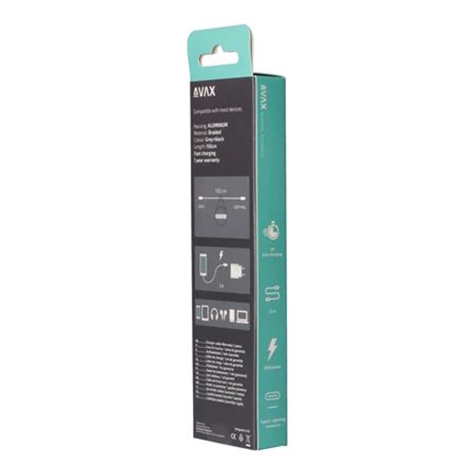 Töltőkábel, USB-C - USB-C, 27W, 1 m, AVAX 