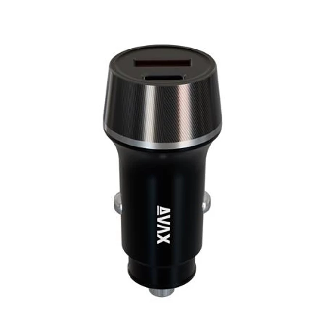 Autós töltő, USB-C, USB-A, AVAX 