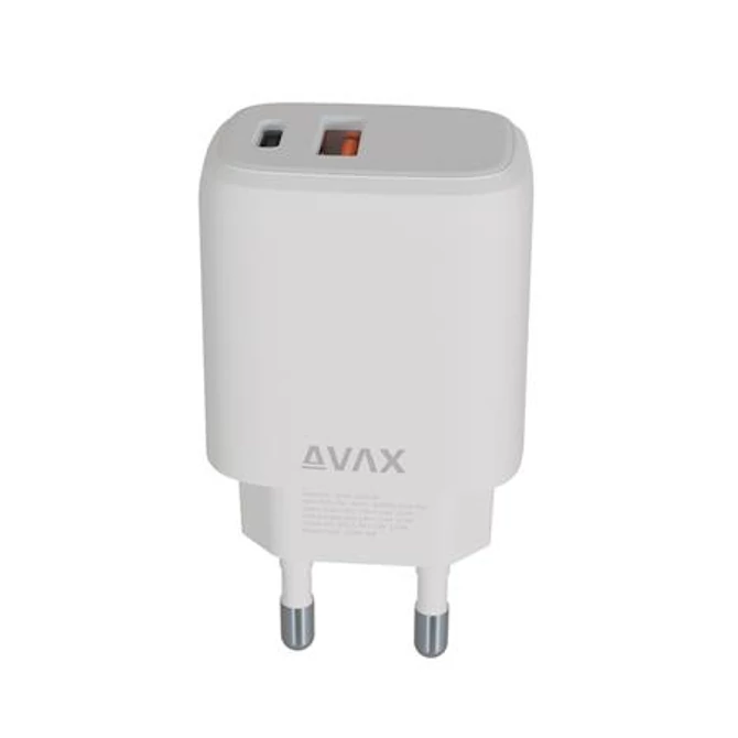 Hálózati töltő, USB-A + USB-C, 12W, AVAX 