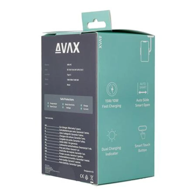 Autós töltő, vezeték nélküli, szellőzőrácsra, AVAX 