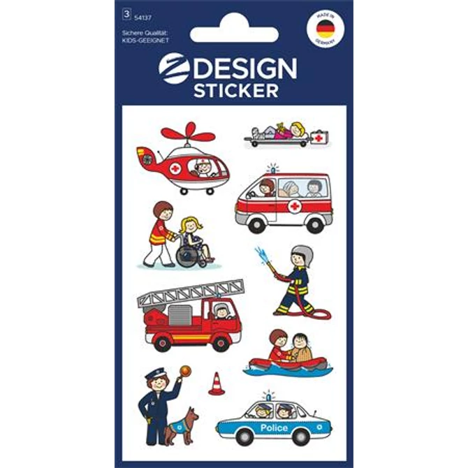 Matrica papír 3ív/csomag Avery mentősök, rendőrök, tűzoltók