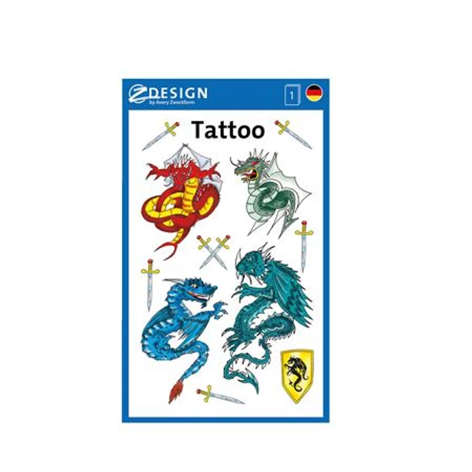 Matrica, tetoválás, 1 ív, 76x120 mm, AVERY ZWECKFORM, 