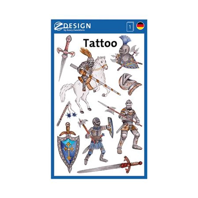 Matrica, tetoválás, 1 ív, 76x120 mm, AVERY ZWECKFORM, 