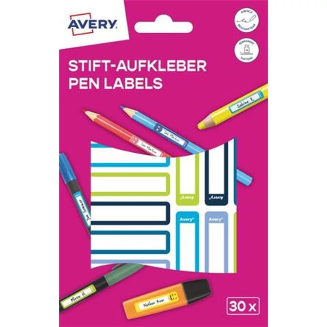 Etikett, tollcímke, 50x10 mm, kézzel írható, AVERY ZWECKFORM, kék-zöld, 30 etikett/csomag