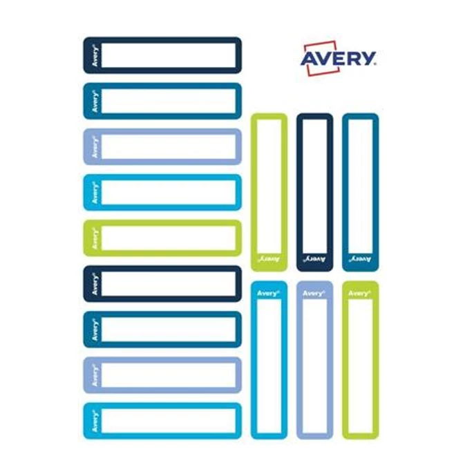 Etikett, tollcímke, 50x10 mm, kézzel írható, AVERY ZWECKFORM, kék-zöld, 30 etikett/csomag