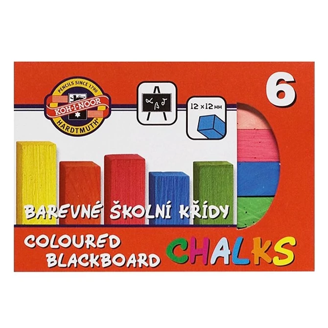 Táblakréta, szögletes, KOH-I-NOOR, 6 különböző szín