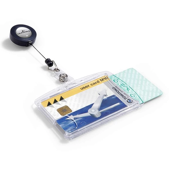 Azonosítókártya-tartó, 2 kártya részére, zárt, kihúzható tartóval, DURABLE, 10db/cs
