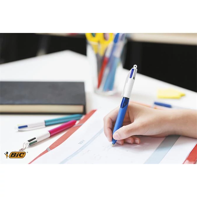 Golyóstoll, 0,32 mm, nyomógombos, négyszínű, BIC 