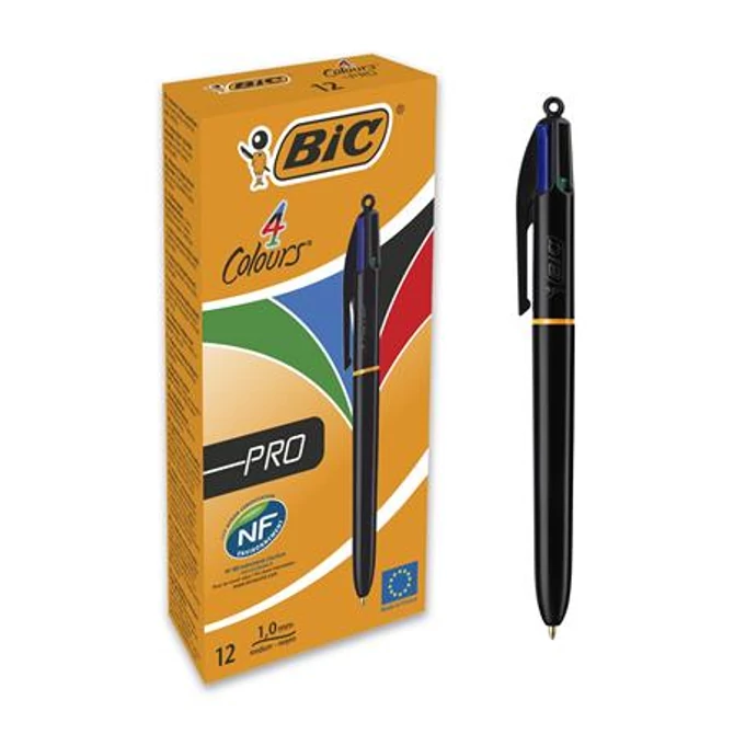 Golyóstoll, 0,32 mm, nyomógombos, négyszínű, BIC 