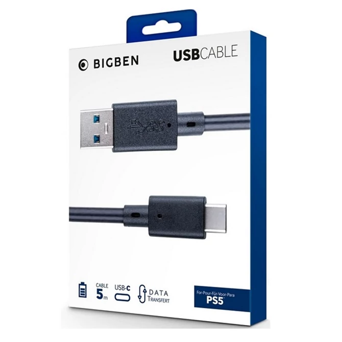 Bigben Interactive PS5 USB-C Charging and Data Cable 5m Black