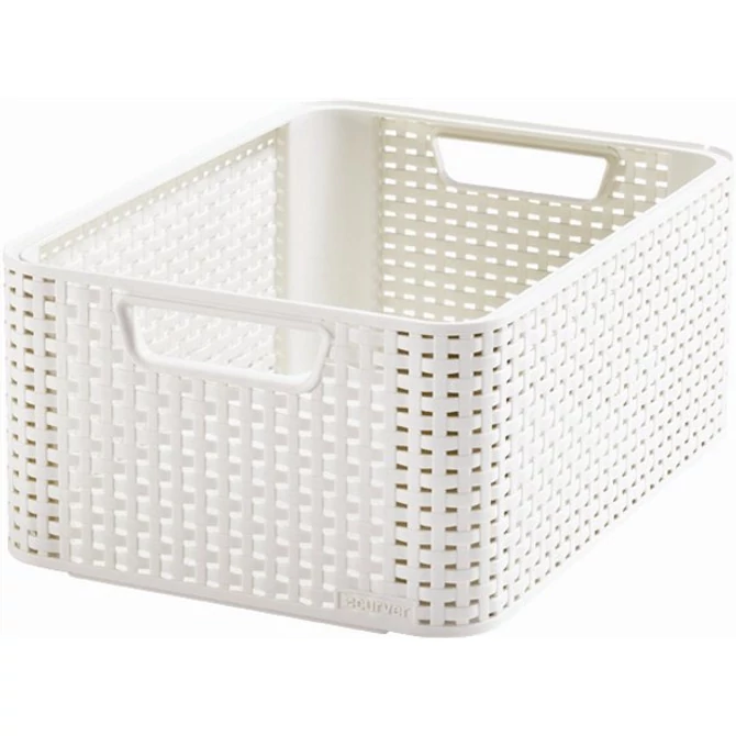 Rattan hatású kosár, 18l, törtfehér, CURVER 