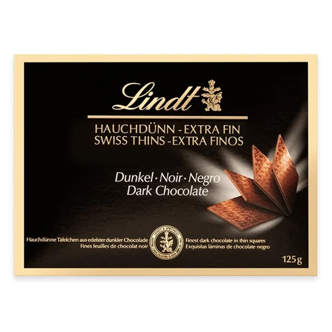 Csokoládé LINDT Thins Dark étcsokoládé lapocskák 125 g