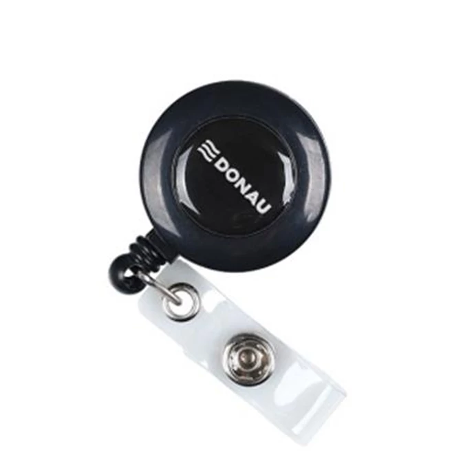 Azonosítókártya-tartó, kihúzható, patentos, DONAU, fekete