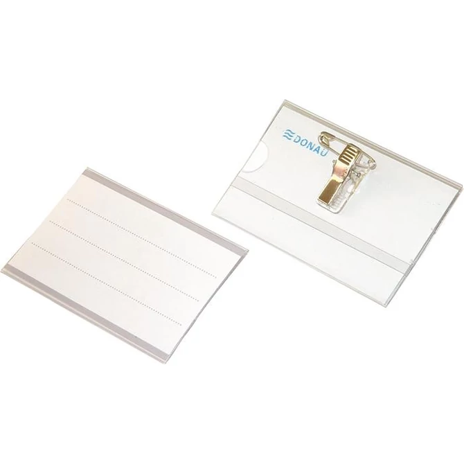 Névkitűző, csíptetővel és tűvel, 88x54mm, DONAU, 50db/doboz