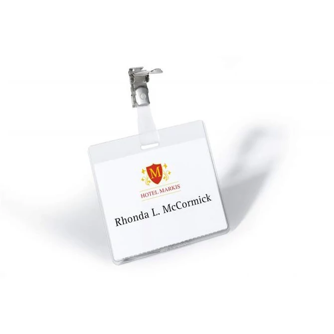 Névkitűző, csíptetővel, 60x90mm, DURABLE