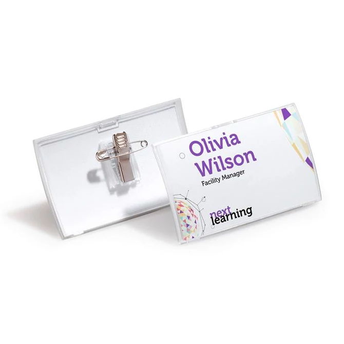 Névkitűző, csíptetővel és tűvel, PP, 40x75 mm, DURABLE 