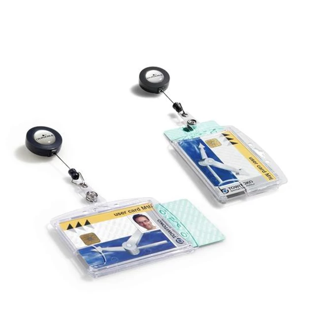 Azonosítókártya-tartó, 2 kártya részére, zárt, kihúzható tartóval, DURABLE, 10db/cs