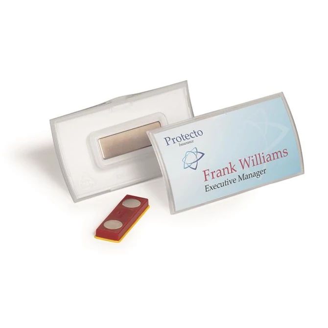 Névkitűző, mágnessel, elfordulásgátlóval, 75x40mm, DURABLE 