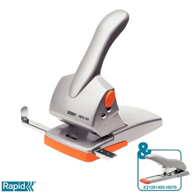 Lyukasztó, nagyteljesítményű, kétlyukú, 65 lap, RAPID 