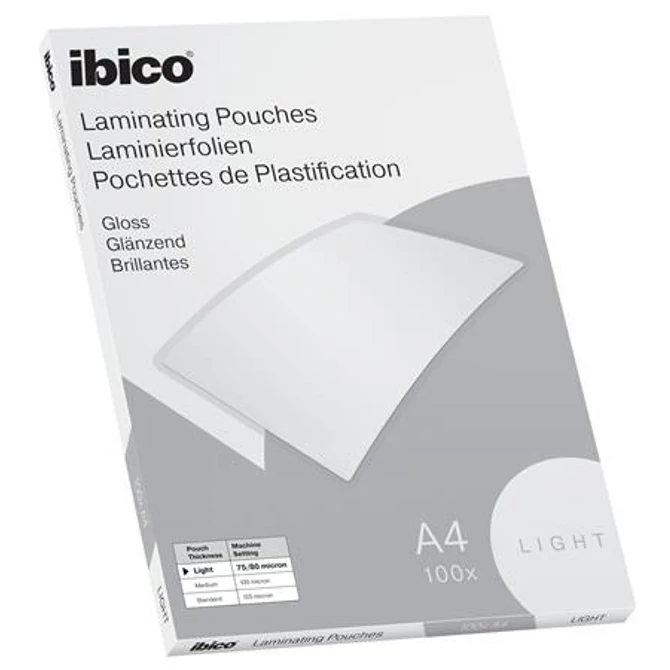 Meleglamináló fólia, 80 mikron, A4, fényes, IBICO 