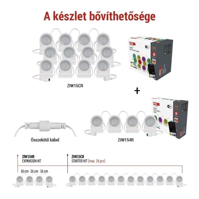 Emos GoSmart 255 cm-es lánc, 12 rész, 7 W, RGBIC+CCT, dimmelhető, WiFi LED reflektor