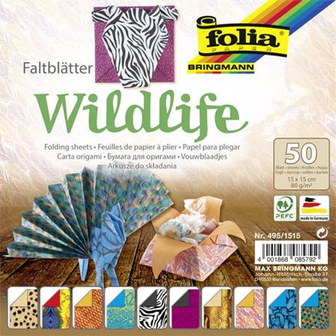 Origami papír, 15x15 cm, 80 g, 50 lap, FOLIA 