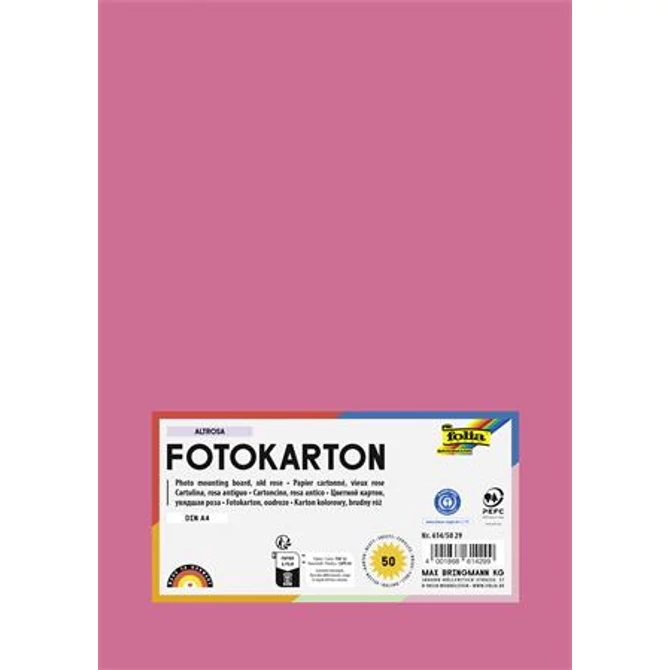 Dekorkarton, 2 oldalas, A4, 300 g, 50 lap, FOLIA, fáradt rózsaszín