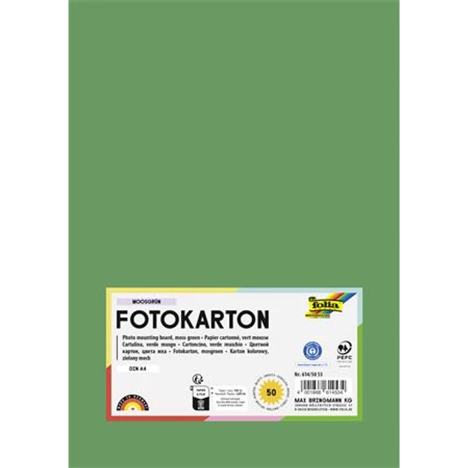 Dekorkarton, 2 oldalas, A4, 300 g, 50 lap, FOLIA, mohazöld