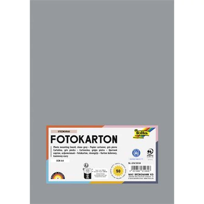 Dekorkarton, 2 oldalas, A4, 300 g, 50 lap, FOLIA, kőszürke