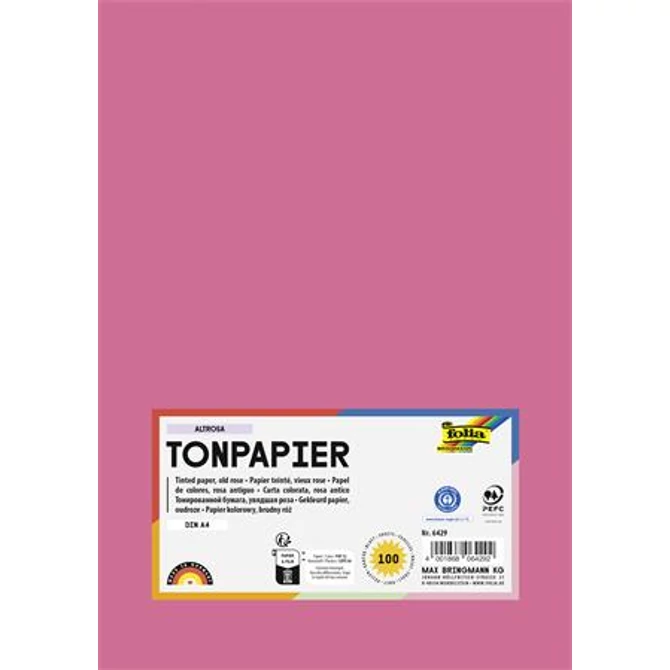 Színes papír, A4, 130 g, 100 lap, FOLIA, fáradt rózsaszín