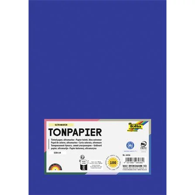 Színes papír, A4, 130 g, 100 lap, FOLIA, mélykék