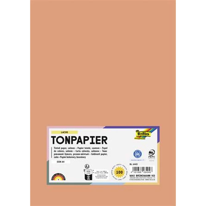 Színes papír, A4, 130 g, 100 lap, FOLIA, lazac