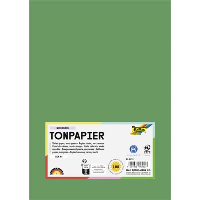 Színes papír, A4, 130 g, 100 lap, FOLIA, mohazöld