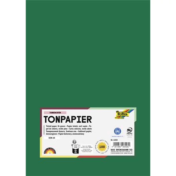 Színes papír, A4, 130 g, 100 lap, FOLIA, fenyőzöld