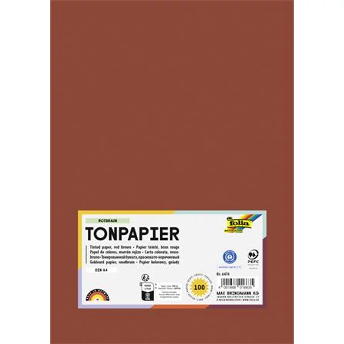 Színes papír, A4, 130 g, 100 lap, FOLIA, vörösesbarna