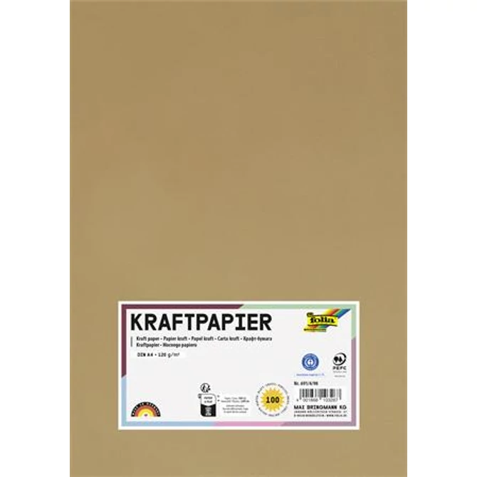 Kraft papír, A4, 120 g, 100 lap, FOLIA
