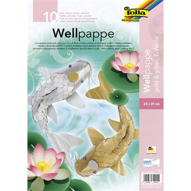 Hullámkarton, 25x35 cm, 10 lap, FOLIA, arany és ezüst vegyes színek