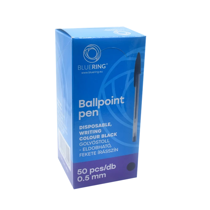 Golyóstoll eldobható kupakos Bluering® írásszín fekete