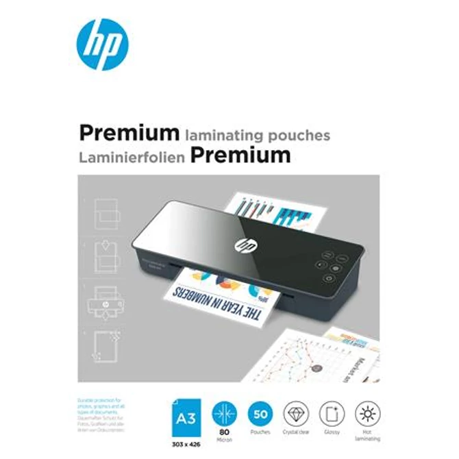 Meleglamináló fólia, 80 mikron, A3, fényes, 50 db, HP 
