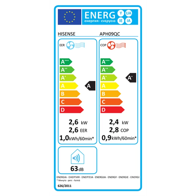 Hisense APH09QC 2,4/2,6kW hűtő-fűtő wifis mobil klíma