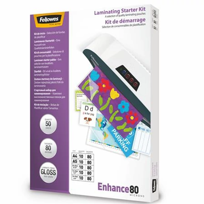 Meleglamináló fólia, 80 mikron, fényes, 50 db, FELLOWES