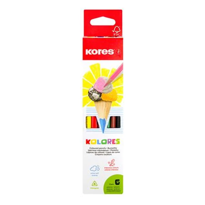 Színes ceruza készlet, háromszögletű, KORES 