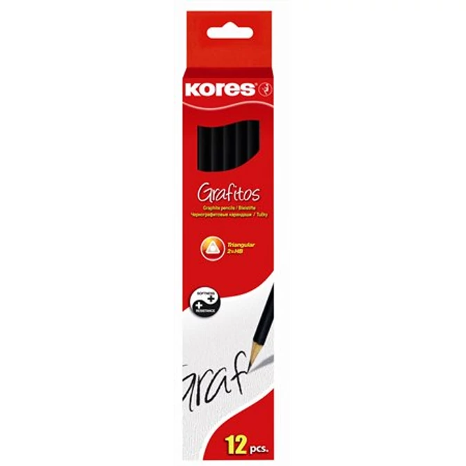 Grafitceruza radírral, HB, háromszögletű, KORES
