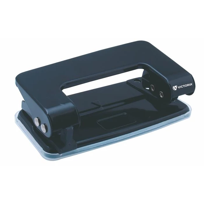Lyukasztó, kétlyukú, 10 lap, fém, VICTORIA, fekete